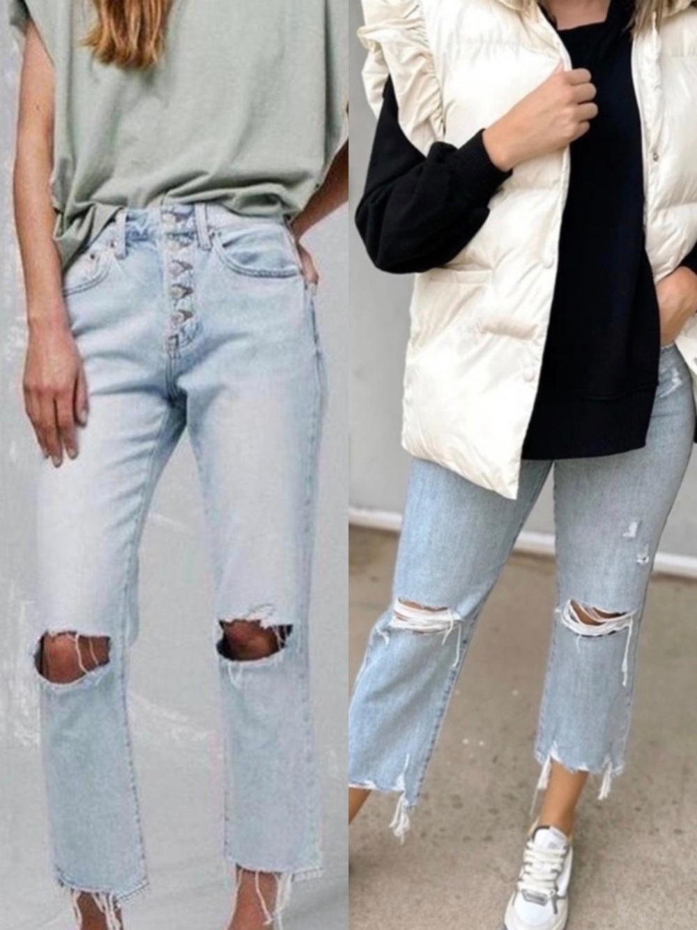 Pistola Charlie High Rise Distressed Light Wash Jeans Straight Leg Ripped